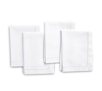 Encasa XO Cloth Napkins, Hemstitched Serviettes 43x43 cm White | 100% Pure Cotton | Reusable & Washable | Highly Absorbent | Mitered Corners | Dining Table Linens
