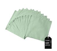 Encasa XO Cocktail Cloth Napkins, Small Serviettes 23x23 cm Green | 180 GSM Pure Woven Fabric | Reusable & Washable | Highly Absorbent | Neatly Hemmed Edges | Set of 12