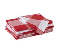 Encasa XO Cotton Cloth Napkins Set of 6, 20"x20" | Washable & Reusable Dinner Napkins White & Buffalo Red Checks Table Napkins for Farmhouse, Wedding, Holiday, Party & Everyday Dining