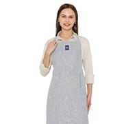 Encasa XO Cotton Cooking kitchen Apron for Women and Men chef apron With adjustable neckstrap, Pocket & Towel Holder for Easy cooking, Baking, BBQ, Gardening - (Ticking Navy Blue), 68x85 cm
