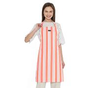 Encasa XO Cotton Cooking kitchen Apron for Women and Men chef apron With adjustable neckstrap, Pocket & Towel Holder for Easy cooking, Baking, BBQ, Gardening - (Franca Orange Stripes), 68x85 cm