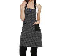 Encasa XO Cotton Cooking kitchen Apron for Women and Men chef apron With adjustable neckstrap, Pocket & Towel Holder for Easy cooking, Baking, BBQ, Gardening - (Butcher Checks Black), 68x85 cm