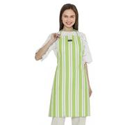 Encasa XO Cotton Cooking kitchen Apron for Women and Men chef apron With adjustable neckstrap, Pocket & Towel Holder for Easy cooking, Baking, BBQ, Gardening - (Franca Lime Stripes), 68x85 cm