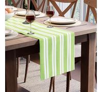 Encasa XO Cotton Dining Table Runner | Franca Lime Stripes | Size 13x94 in - Machine Washable & Durable