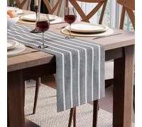 Encasa XO Cotton Dining Table Runner | Roma Grey Stripes | Size 32x150 cm - For Dining Table Fall Decoration, Holiday & Christmas Festivals - Machine Washable