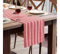 Encasa XO Cotton Dining Table Runner | Roma Red Stripes | Size 32x150 cm - For Dining Table Fall Decoration, Holiday & Christmas Festivals - Machine Washable