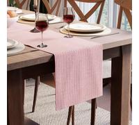 Encasa XO Cotton Dining Table Runner | Ticking Red | Size 32x150 cm - For Dining Table Fall Decoration, Holiday & Christmas Festivals - Machine Washable