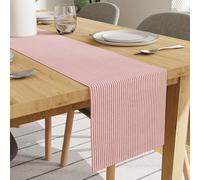Encasa XO Cotton Dining Table Runner | Ticking Red | Size 32x240 cm - For Dining Table Fall Decoration, Holiday & Christmas Festivals - Machine Washable