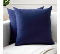 Encasa XO Cotton Throw Pillow Covers Set of 2 I 20x20 in (50x50 cm) - Scotch Blue I No Insert I Plain Square Pillowcases I Machine Washable | Indoor Use Only
