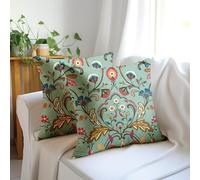 Encasa XO Decorative Throw Pillow Covers 16x16 in - Polyester Floral Digital Print T1 Timeless | No Inserts | Square Cushion Cases for Sofa, Chair, Bed, Office & Home Pack of 2