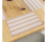 Encasa XO Dining Placemat Set of 6 | Solid Franca Beige Stripes Color | Fine Ribbed Cotton Table mat | Size 48x32 cm |For Dining Table Fall Decoration, Holiday & Christmas Festivals - Machine Washable