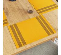 Encasa XO Dining Placemat Set of 6 | Solid Ladder Yellow Color | Fine Ribbed Cotton Table mat | Size 18x13 in | Machine Washable