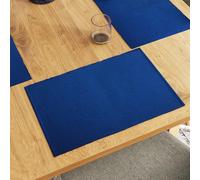 Encasa XO Dining Placemat Set of 6 | Solid Solid Blue Color | Fine Ribbed Cotton Table mat | Size 19x13 in | Machine Washable