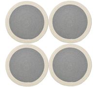 Encasa XO Dining Placemats Set of 4 | Cotton Round Table Mat - 32 cm Diameter | Light Grey & Off White | Handmade Rib Style Chargers for Diner Plates