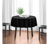 Encasa XO Dining Table Cover | 56 in-Round Cotton Canvas Round Tablecloth | Machine Washable, Jet Black Table Cloth for Indoor & Outdoor Dining, Durable, Easy-Care | Suitable for Any Occasion