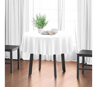 Encasa XO Dining Table Cover | 56 in-Round Cotton Canvas Round Tablecloth | Machine Washable, White Table Cloth for Indoor & Outdoor Dining, Durable, Easy-Care | Suitable for Any Occasion