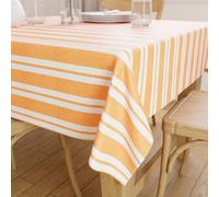 Encasa XO Dining Table Cover | 56"x56" Recycled Cotton Tablecloth | Franca Yellow Stripes Design Table Cloth For Decoration - Machine Washable.