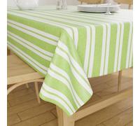 Encasa XO Dining Table Cover | 56"x71" Recycled Cotton Tablecloth | Franca Lime Stripes Design Table Cloth For Decoration - Machine Washable.
