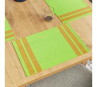 Encasa XO Dining Table Mat Set of 6 | Ladder Green Color | Fine Ribbed Cotton Placemat | Size 46x32 cm | Machine Washable