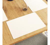Encasa XO Dining Table Mat Set of 6 | Solid Off White Color | Fine Ribbed Cotton Placemat | Size 48x32 cm | Machine Washable