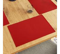 Encasa XO Dining Table Mat Set of 6 | Solid Red Color | Fine Ribbed Cotton Placemat | Size 48x32 cm | Machine Washable