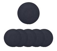 Encasa XO Dining Table Mats Set of 6 | Cotton Round Placemat - 35 cm Diameter | Dark Blue | Handmade Rib Style Chargers For Dinner Plates