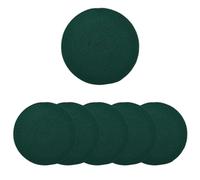 Encasa XO Dining Table Mats Set of 6 | Cotton Round Placemat - 35 cm Diameter | Dark Green | Handmade Rib Style Chargers For Dinner Plates