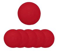 Encasa XO Dining Table Mats Set of 6 | Cotton Round Placemat - 35 cm Diameter | Red | Handmade Rib Style Chargers For Dinner Plates