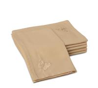 Encasa XO Dining Table Napkins Set of 6 | Cotton Cloth Napkin 17x17 in | Light Beige Butterfly Embroidery Design