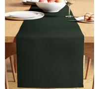 Encasa XO Dining Table Runner 32x200 cm | Yarn Dyed Fine Ribbed Cotton | Dark Green | Machine Washable
