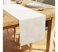 Encasa XO Dining Table Runner | Embossed Velvet | 32x150 cm | Cream Color with Premium Polyester - Machine Washable