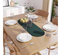 Encasa XO Dining Table Runner | Handmade Ribbed Style Cotton | 30x91 cm | Dark Green | For Center & Dining Table Fall Decoration, Holiday & Christmas Festivals