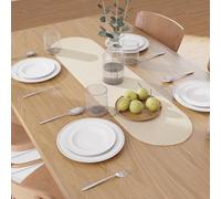 Encasa XO Dining Table Runner, Ribbed Cotton Cloth 30x122 cm White | Handmade Braided Oval Shape | Heat Resistant Surface Protection | Hand Washable | Coffee Table & Sideboard Decor