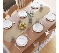Encasa XO Dining Table Runner, Ribbed Cotton Cloth 30x137 cm Beige | Handmade Braided Oval Shape | Heat Resistant Surface Protection | Hand Washable | Coffee Table & Sideboard Decor
