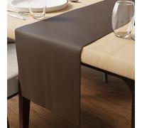 Encasa XO Faux Leather Table Runner | Size 30x150 cm with 0.7mm Thick | Waterproof & Nonslip Tricot Backing | Dark Brown Color For Dining & Kitchen Table Decor