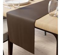 Encasa XO Faux Leather Table Runner | Size 30x150 cm With 0.7mm Thick | Waterproof & NonSlip Tricot Backing | Dark Brown Color For Dining & Kitchen Table Decor