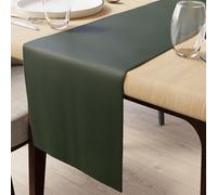 Encasa XO Faux Leather Table Runner | Size 30x150 cm with 0.7mm Thick | Waterproof & Nonslip Tricot Backing | Green Color For Dining & Kitchen Table Decor