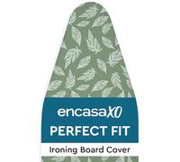 Encasa XO Ironing Board Covers and pad 125x46 cm- Thick 3mm Felt Padding, Drawstring Tightening & Lock, Heat Reflective, Scorch & Stain Resistant, for Wide Ironing Board - Big Leaves Green