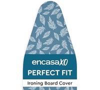 Encasa XO Ironing Board Covers and pad 135x45 cm- Thick 3mm Felt Padding, Drawstring Tightening & Lock, Heat Reflective, Scorch & Stain Resistant, for X-Large Ironing Board - Big Leaves Blue