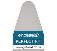 Encasa XO Ironing Board Covers, Large, 4mm Thick Felt Padding, 125x39 cm | Light Grey, 100% Cotton | Elasticated Edge for Snug Fit Ironing Board Cover | Scorch Resistant Up to 220°C | Smooth Surface