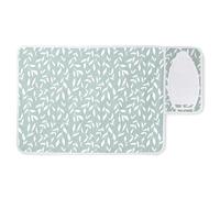 Encasa XO Ironing Mat/Pad (70x50 cm) with 3mm Padding & Silicone Iron Rest for Steam Pressing on Tabletop or Bed - Heat Resistant, Portable, Quilting & Travel Blanket - Green Leaflet