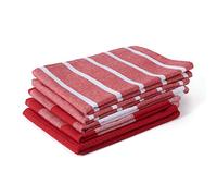Encasa XO Kitchen Dish Towels, Cotton Tea Towel, Loop 28"x18" Red