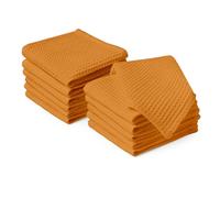 Encasa XO Kitchen Dish Towels Set | Gold | Waffle Weave and Flat Hand Tea Towel | 30x30 cm | Quick Drying Reusable Cotton Washcloths | Multipurpose Lightweight Dishcloths Set of 12