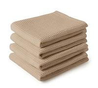 Encasa XO Kitchen Dish Towels Set | Waffle Weave and Flat Hand Tea Towel | Quick Drying Reusable Cotton Washcloths | Multipurpose Lightweight Dishcloths
