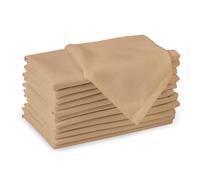 Encasa XO Light Beige Cloth Napkins Set of 12, 43x43 cm | Solid Color Cotton Dinner Napkins | Washable & Reusable Napkins For Dining Table Fall Decoration, Holiday & Christmas Festivals