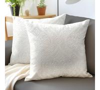 Encasa XO Luxury Embossed Velvet Cushion Covers - Plush Throw Pillow Covers For Elegant Living Rooms & Bedrooms, Machine Washable, 50x50 cm White | Set of 2 | Covers Only No Insert