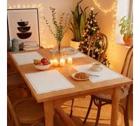 Encasa XO Placemats Set of 4 | Pure Cotton Hemstitched Design | White | Rectangular 48x32 cm - Dining Table Mat | Machine Washable