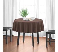 Encasa XO Table Cloth, Cotton Canvas Dining Cover 140 cm-Round Taupe | 100% Pure Heavyweight 180 GSM Fabric | Machine Washable | Fits 4 Seater | Indoor & Outdoor Surface Protection
