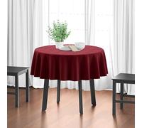 Encasa XO Table Cloth, Cotton Canvas Dining Cover 56" - Round Rich Maroon
