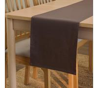 Encasa XO Table Runner 13x72 in Long | Cotton Canvas Fabric | Dark Taupe Solid Color | Machine Washable & Durable